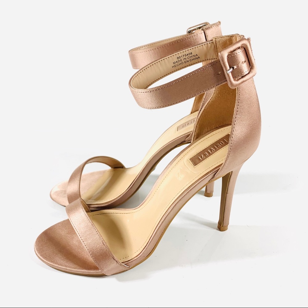 Forever 21 Heels Pink Satin Ankle Strap Size 9 - Picture 4 of 5